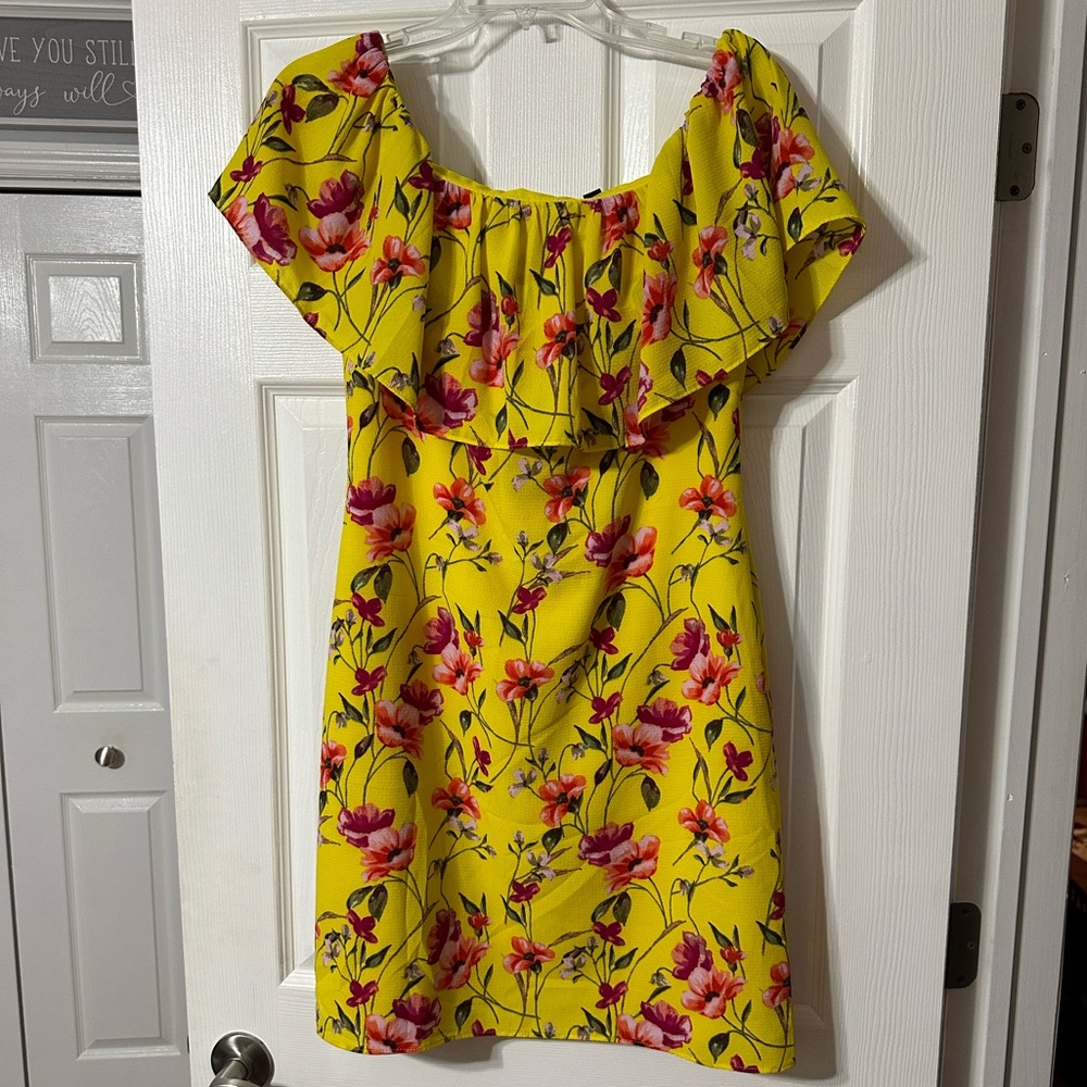 Ralph Lauren Colorful Floral Print On/Off Shoulder Dress